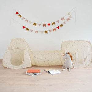 3-in-1-Zelt-Set für Kinder mit Tunnel  - Terrazzo Beige