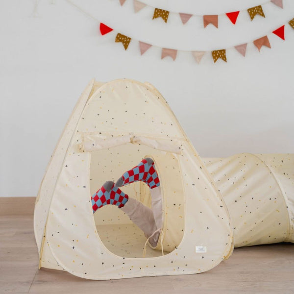 3-in-1-Zelt-Set für Kinder mit Tunnel  - Terrazzo Beige