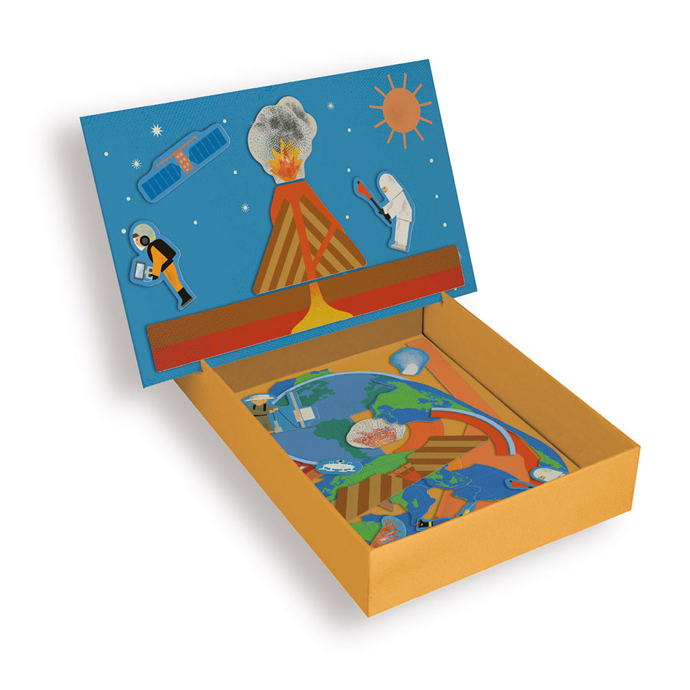 Magnetisches Lernpuzzle mit Buch – Vulkan
