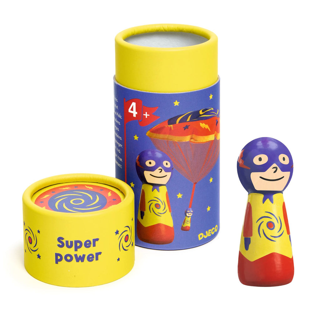 Holzfigur mit Fallschirm – Super Power