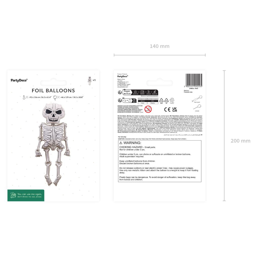 Folienballon – Skelett XXL 46 x 129 cm
