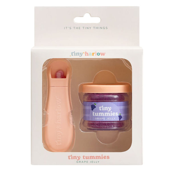 Magisches Glas Tiny Tummies mit Löffel zum Füttern von Puppen – Traube
