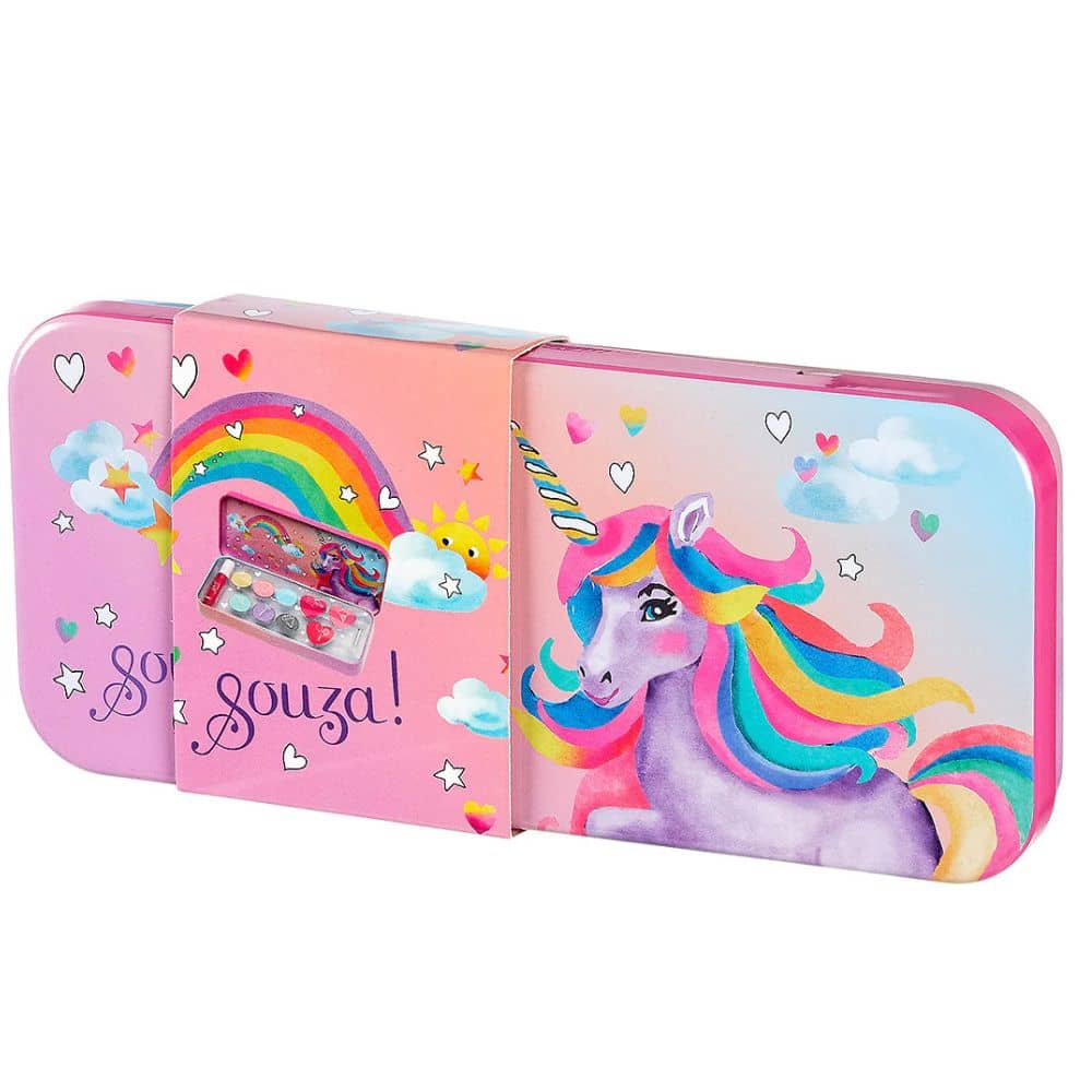 Make-up-Kosmetik für Kinder in einer Metallbox – Einhorn, 10 Teile
