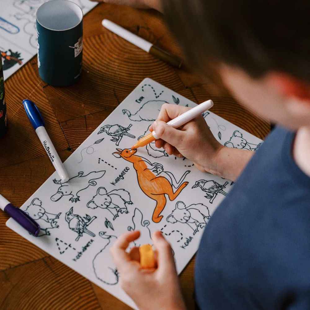 Mała mata silikonowa do wielokrotnego kolorowania HeyDoodle - Zwierzęta Australii