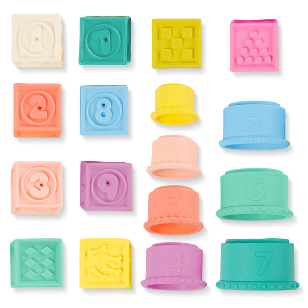 Weiche Becher und Sensorik-Bausteine 2in1 – Stackin’ Squishies 17 Teile