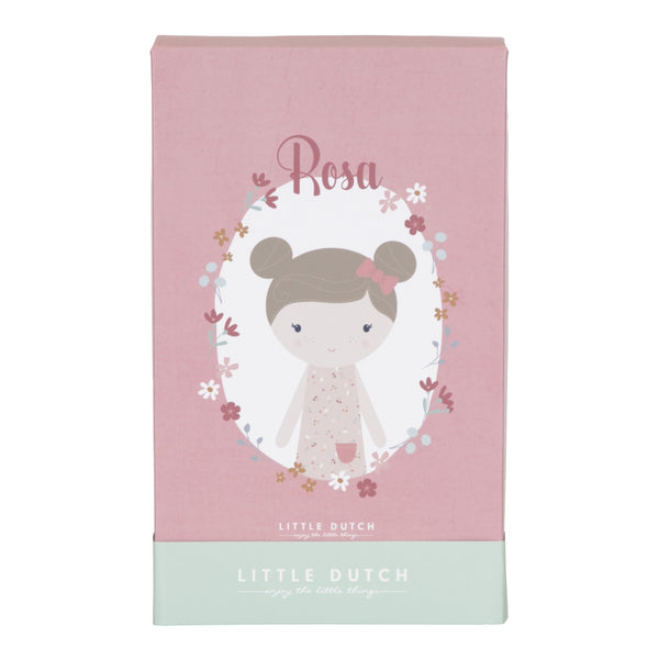 Stoffpuppe Rosa 35 cm – Kuschelpuppe aus der Little Pink Flowers Kollektion