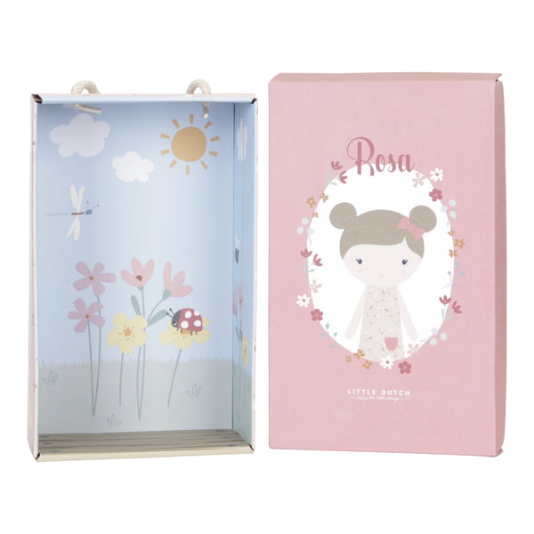 Stoffpuppe Rosa 35 cm – Kuschelpuppe aus der Little Pink Flowers Kollektion