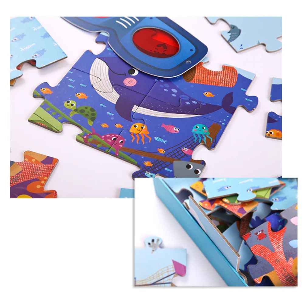Geheimnisvolles Puzzle Ozean – 35 Teile mit 3D-Brille