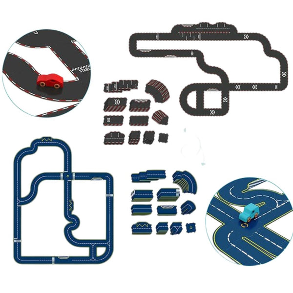 Doppelseitige Autorennbahn mit 2 Autos