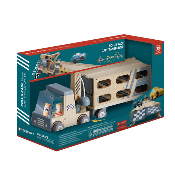 Auto-Transporter & Rennstrecke 2-in-1 – Magnetspielzeug mit 8 Autos & Kran