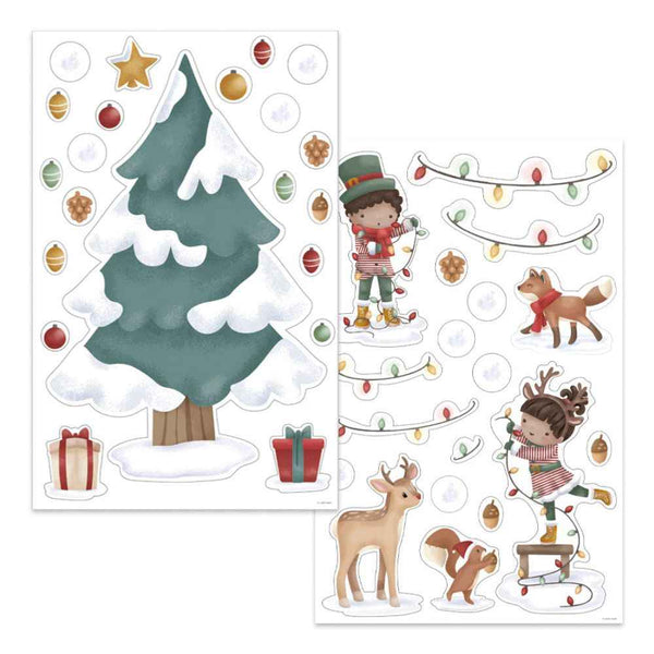 Wiederverwendbare Fensteraufkleber  - Weihnachtsbaum X-MAS