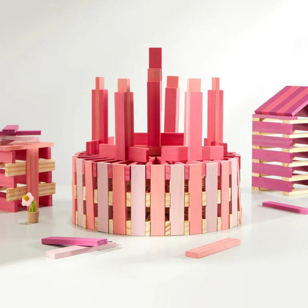 Holzbausteine Archimedes – Rosatöne, 100 Teile