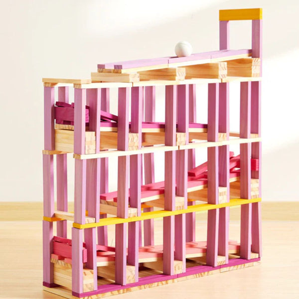 Holzbausteine Archimedes – Rosatöne, 100 Teile