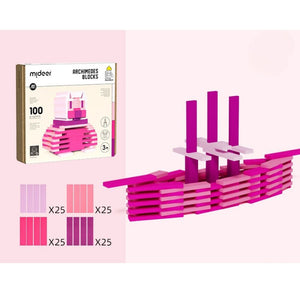 Holzbausteine Archimedes – Rosatöne, 100 Teile