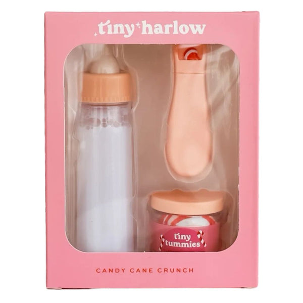 Tiny Tummies Set mit magischer Flasche und Glas – Christmas Candy Cane