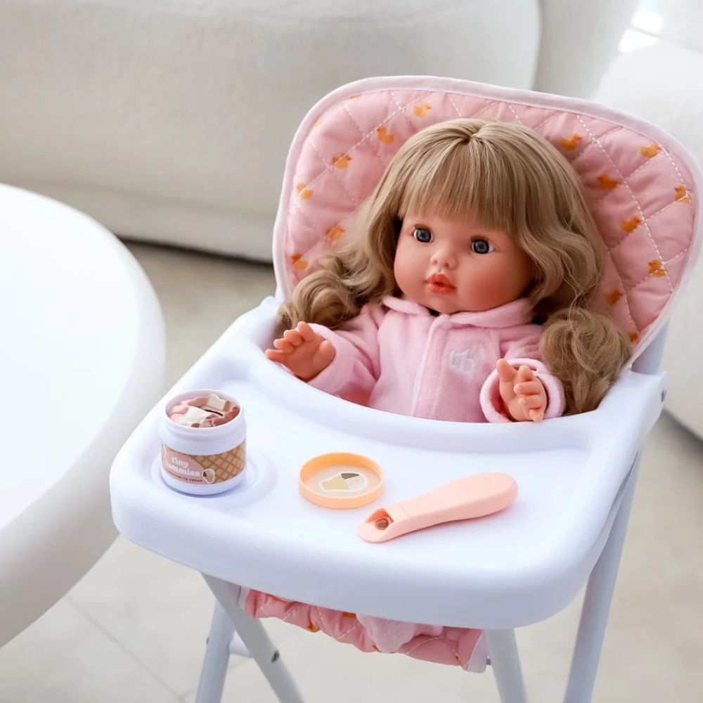 Magisches Glas von Tiny Tummies mit Löffel zum Füttern von Puppen – Italienisches Eis