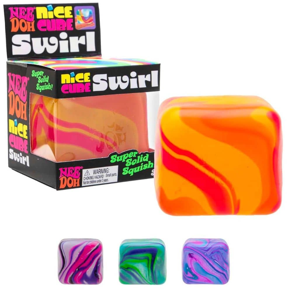 Sensorischer Stressball – Nice Cube Swirl Needoh in buntem Design für entspannende Handübungen