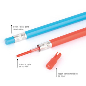 Buntstifte mit austauschbaren Minen Color Click, 12 Stück