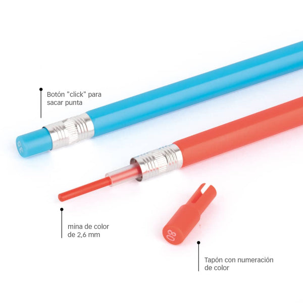 Buntstifte mit austauschbaren Minen Color Click, 12 Stück