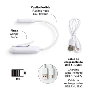 LED-Leselampe für Bücher mit USB-Anschluss – weiß