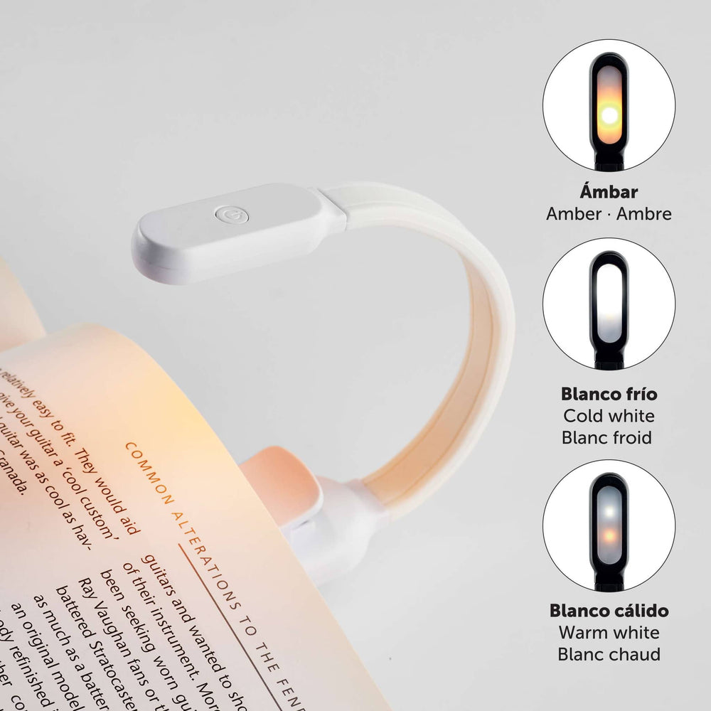 LED-Leselampe für Bücher mit USB-Anschluss – weiß