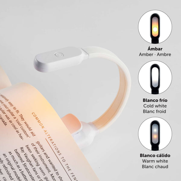 LED-Leselampe für Bücher mit USB-Anschluss – weiß