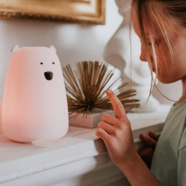 Große Teddybär-Lampe – rosa mit Fernbedienung