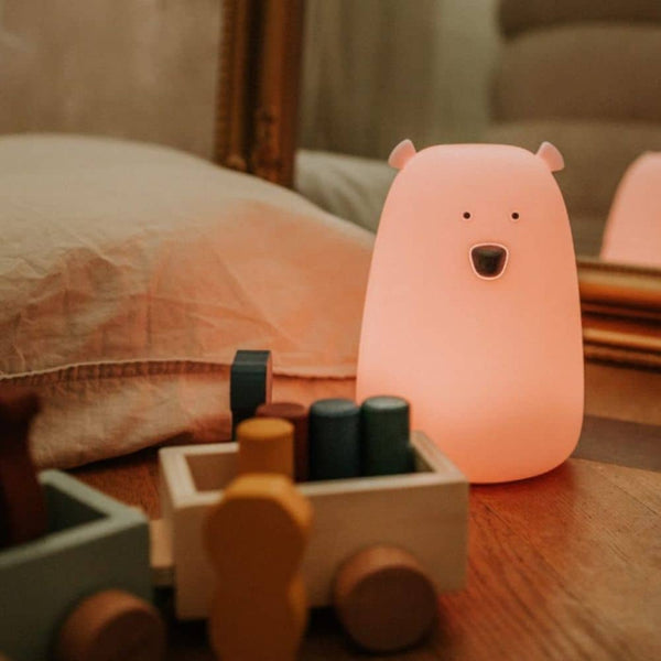 Große Teddybär-Lampe – rosa mit Fernbedienung