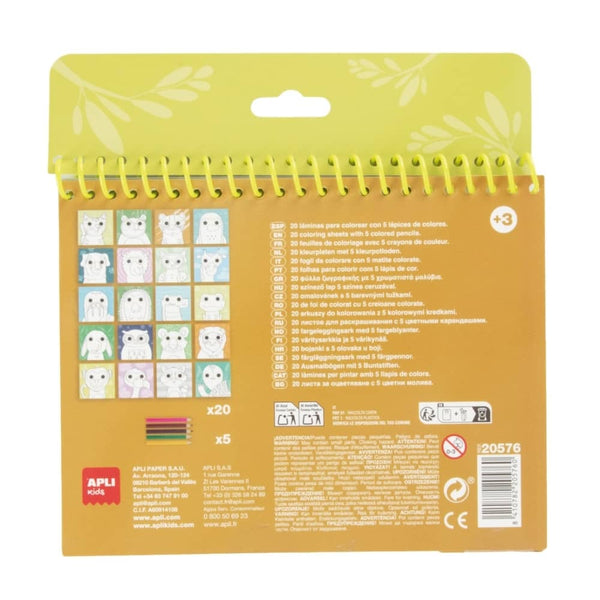 Malbuch mit beweglichen Augen und Buntstiften – Fröhliche Tiere