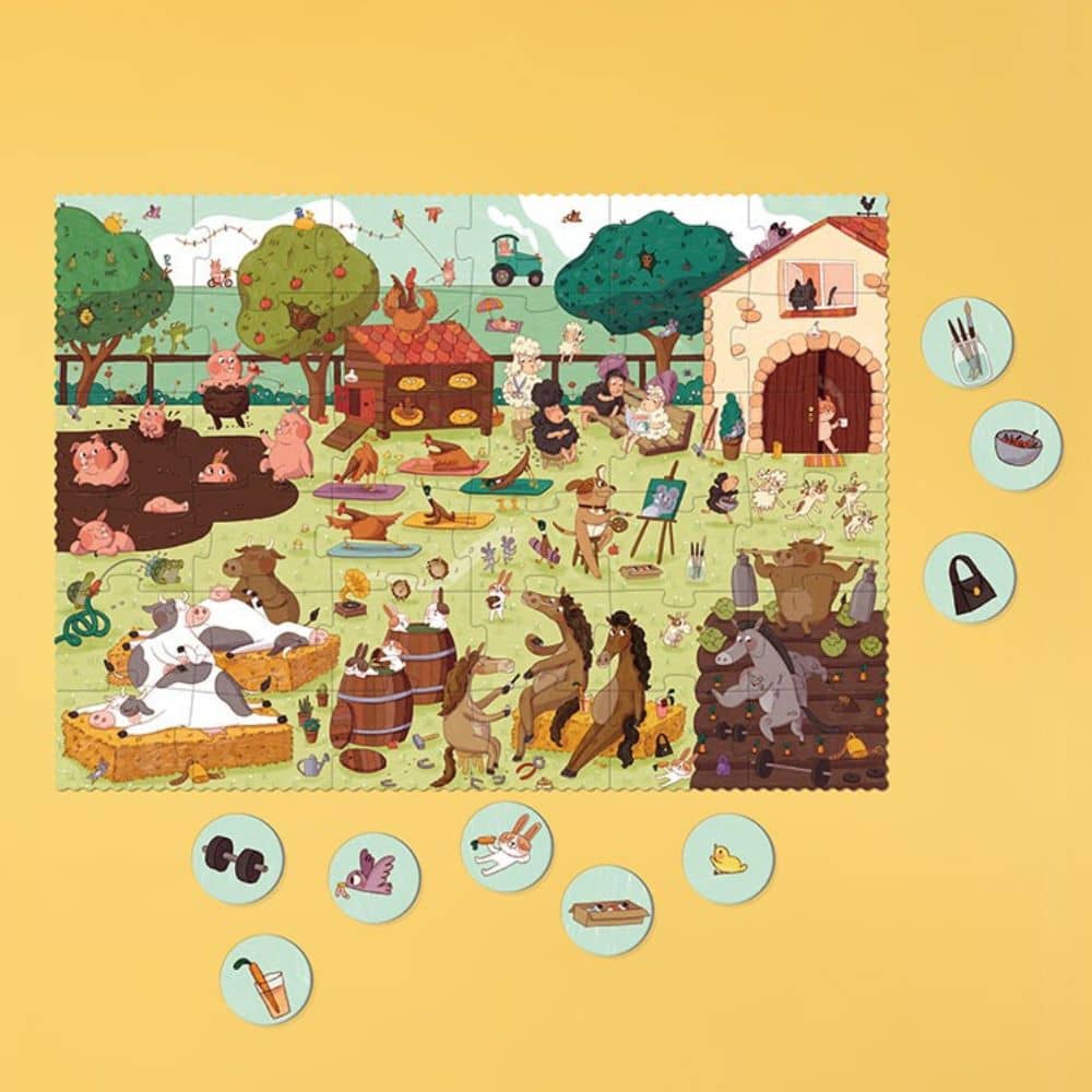 Beobachtungspuzzle Farmtastic - 36 Teile in Traktor-Box