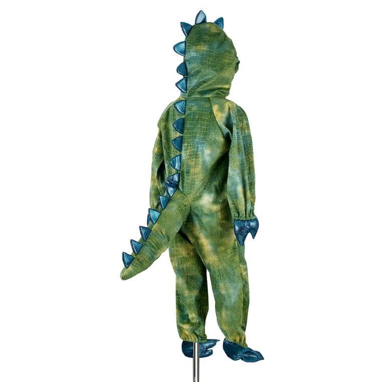 Grüner Kigurumi-Overall Tyrannosaurus mit Kapuze, Rückenstacheln und Krallen