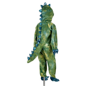 Seitenansicht des Dino-Overalls Tyrannosaurus mit Stacheln und langem Schwanz