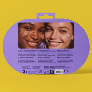 Gesichtssticker – silberne Glitzersommersprossen, 3 Stück