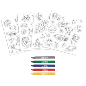Aufkleber-Set zum Ausmalen mit Buntstiften – Weltraum, 58 Stück