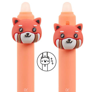 Löschbarer Kugelschreiber mit Radiergummi – Zebra und Fuchs, 2 Stück