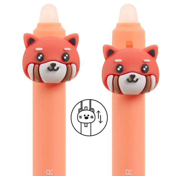 Löschbarer Kugelschreiber mit Radiergummi – Zebra und Fuchs, 2 Stück