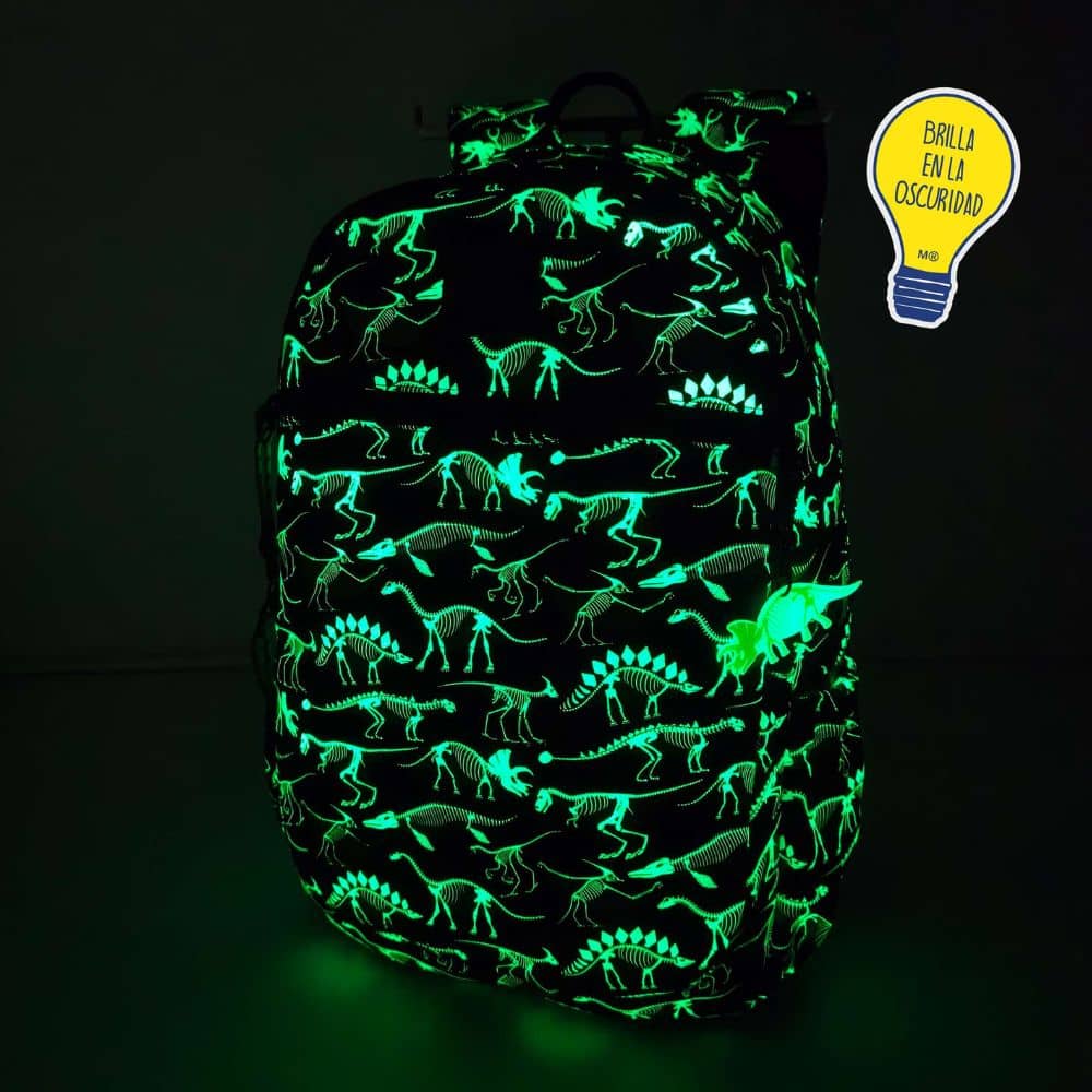 Dreikammer-Rucksack, der im Dunkeln leuchtet - Dinosaurier 27 l