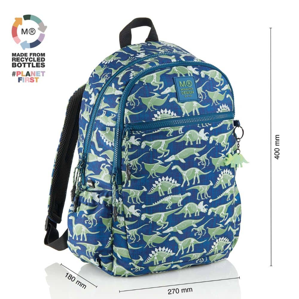Dreifachfach-Rucksack Lizbona - Dinosaurier, 15 l