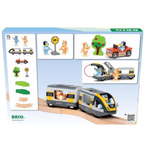 Rückseite der Verpackung des Bluey Train Sets
