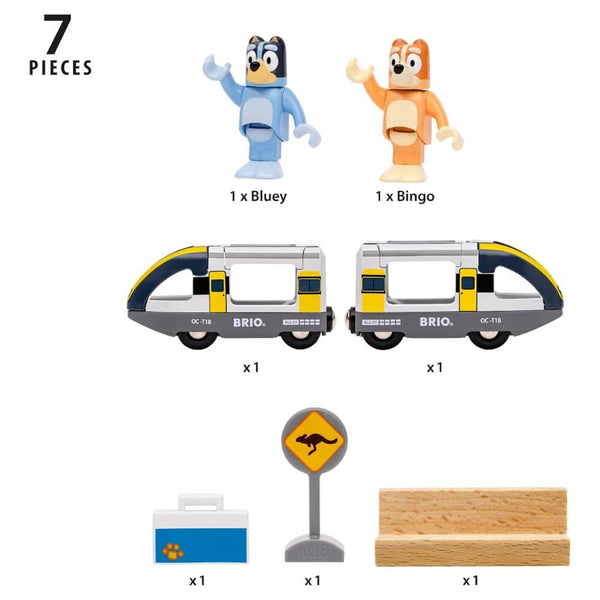 Übersicht aller 7 Teile des Bluey Trains