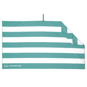 Schnelltrocknendes Handtuch - SoftFibre Recycled, Aqua Stripe (150 × 90 cm)