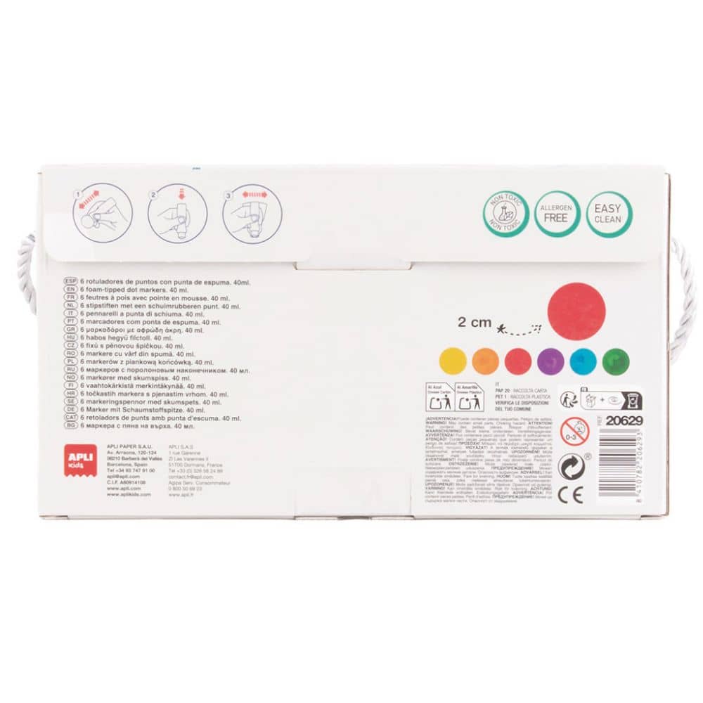 Tupfmarker mit Schaumstoffspitze – Dot Marker (6 Farben)