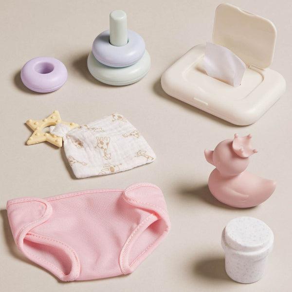 Set zum Wickeln einer Babypuppe mit zusätzlichem Zubehör
