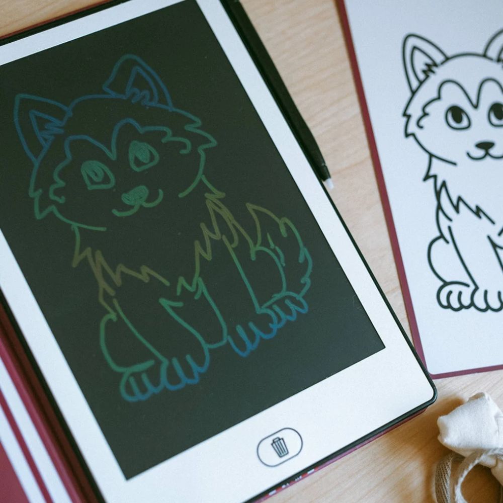 Grafik-Tablet zum Zeichnen mit Schablonen Kidydraw Mini – Haustiere