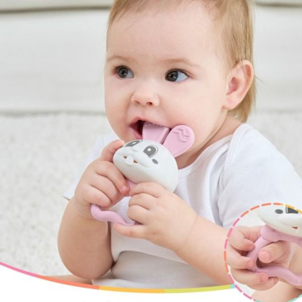 Beißring Rassel 2in1 – Kaninchen Bunny Pink