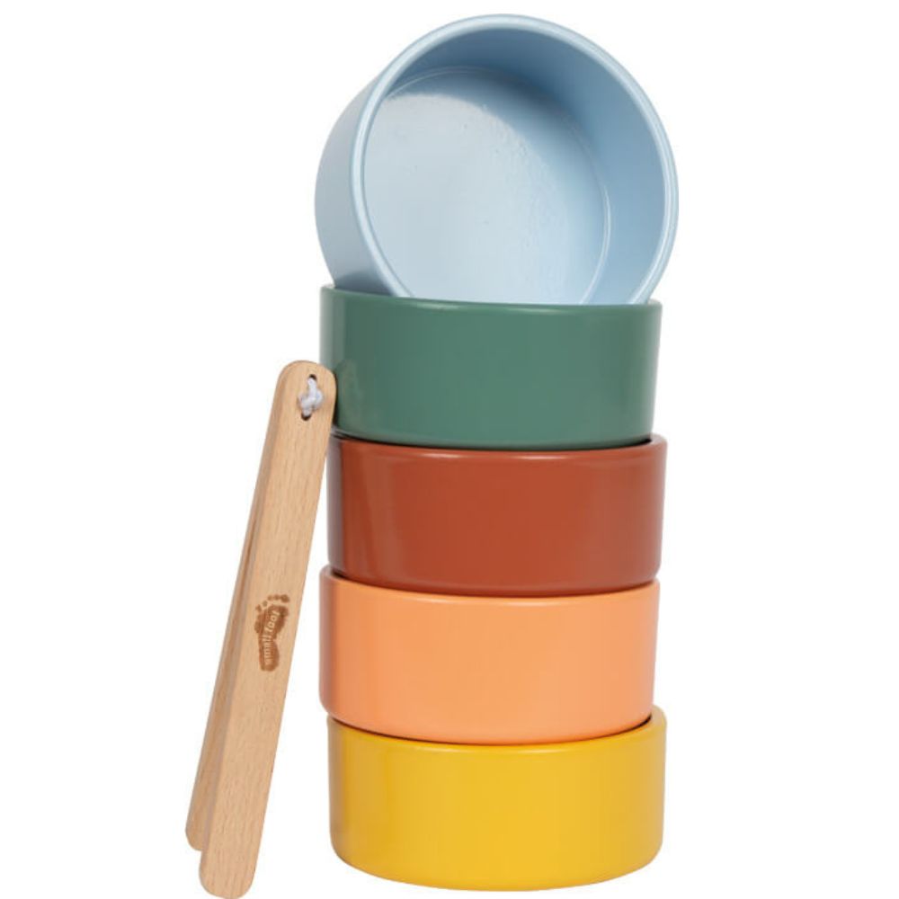 Montessori Sortierspiel - mit Zange (5 Schalen, 15 Elemente)