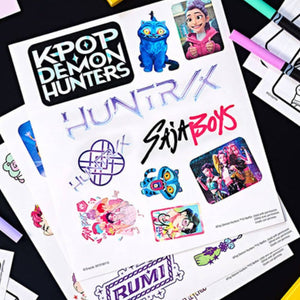 Kreativset Malbuch mit Filzstiften & Stickern, 60-tlg., K-Pop Demon Hunters