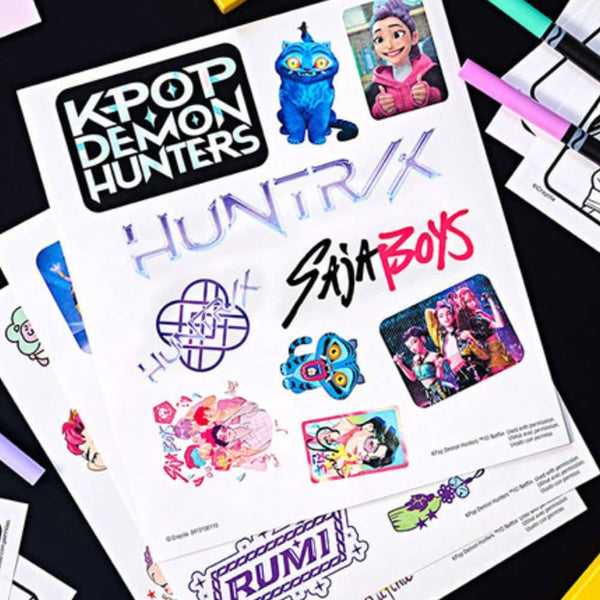 Kreativset Malbuch mit Filzstiften & Stickern, 60-tlg., K-Pop Demon Hunters