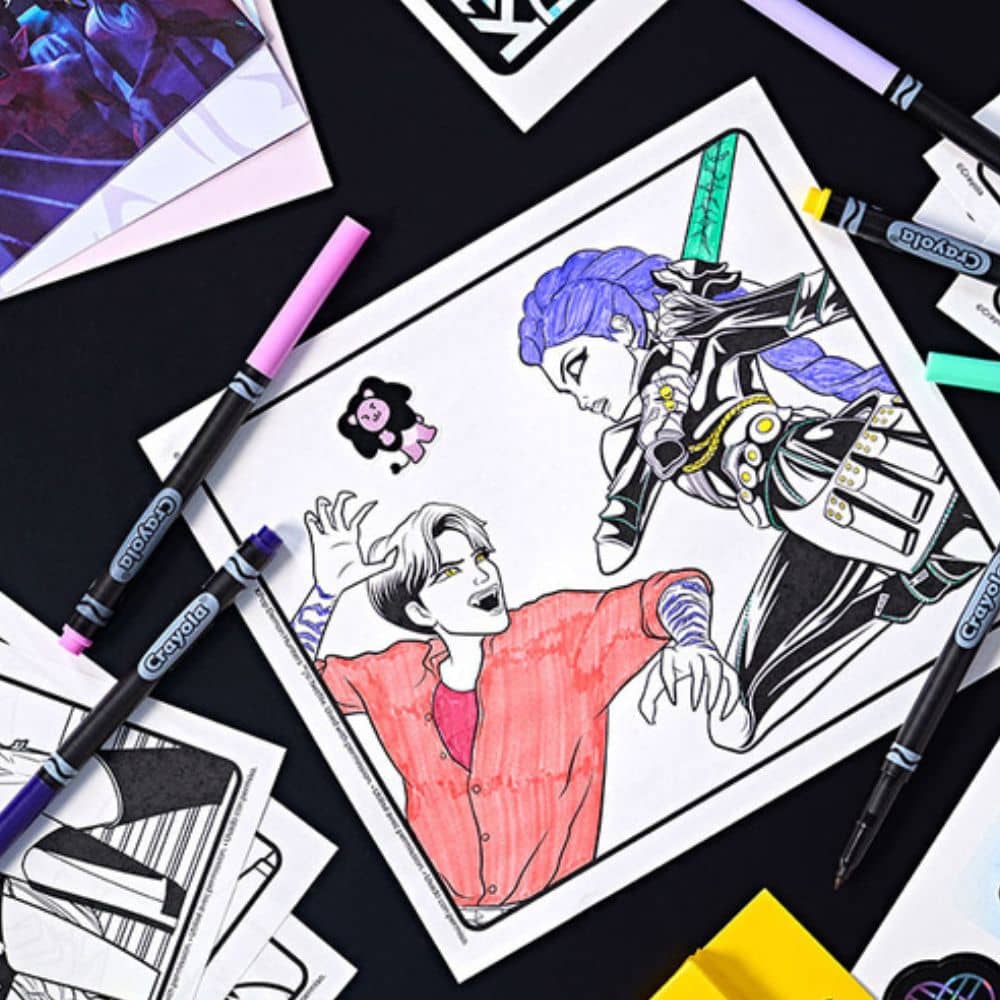 Kreativset Malbuch mit Filzstiften & Stickern, 60-tlg., K-Pop Demon Hunters