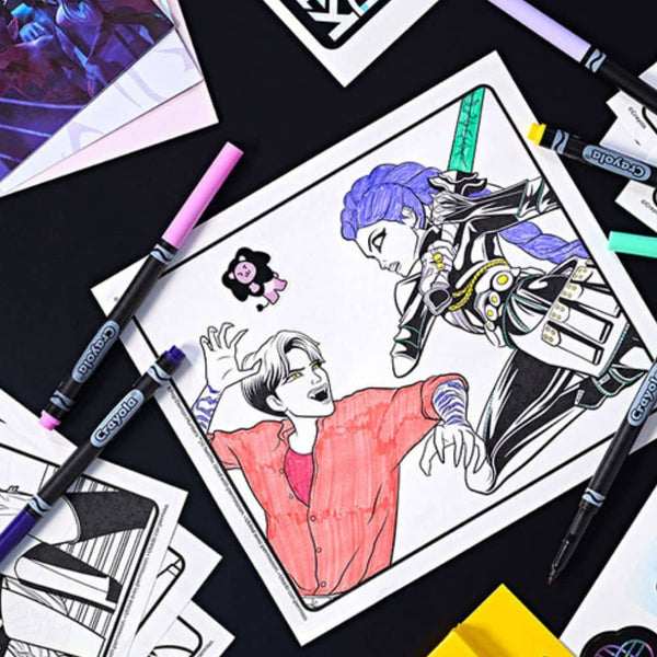Kreativset Malbuch mit Filzstiften & Stickern, 60-tlg., K-Pop Demon Hunters